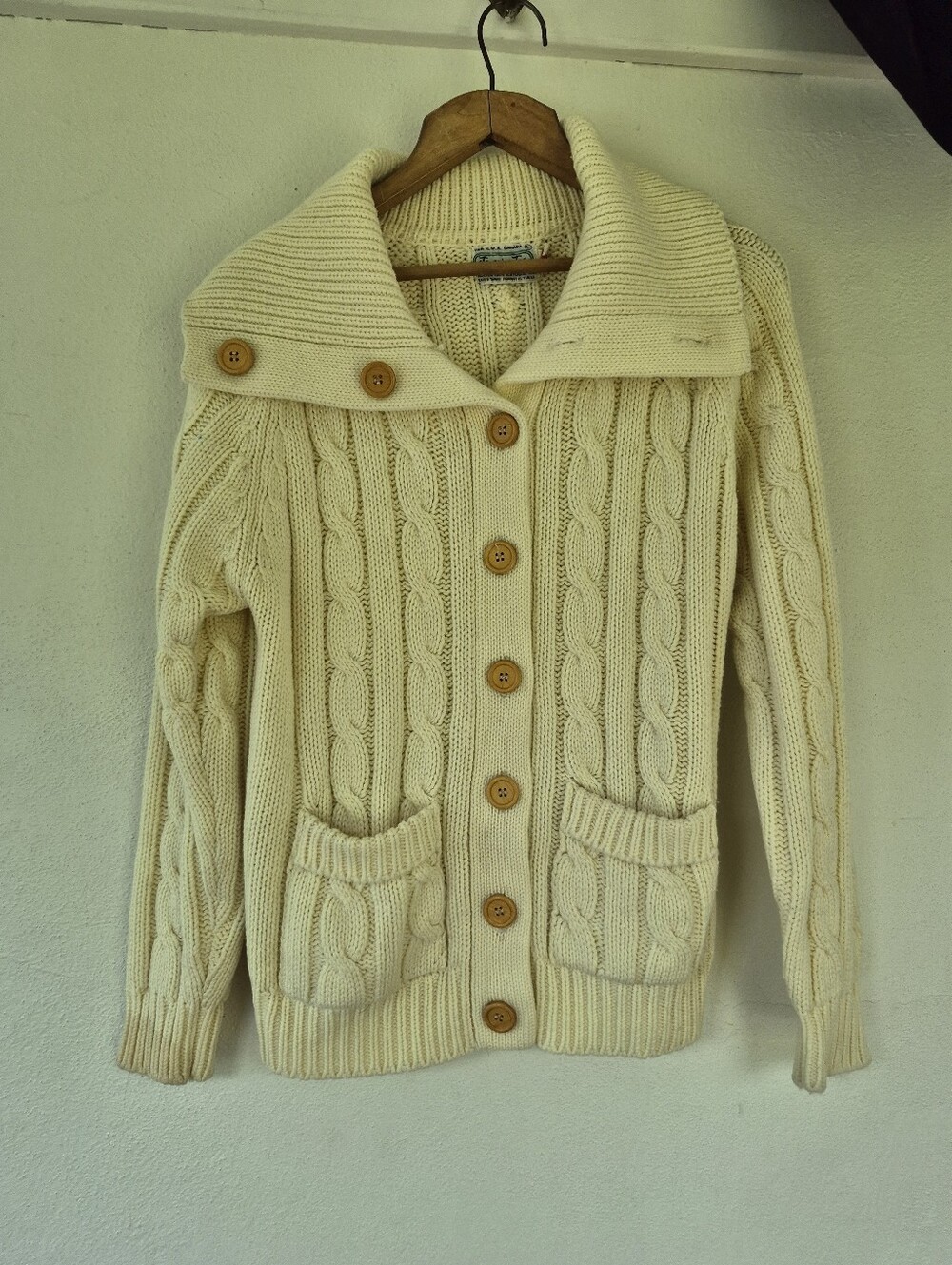 Vintage Cardigan Chucky Cable Knit Size Large